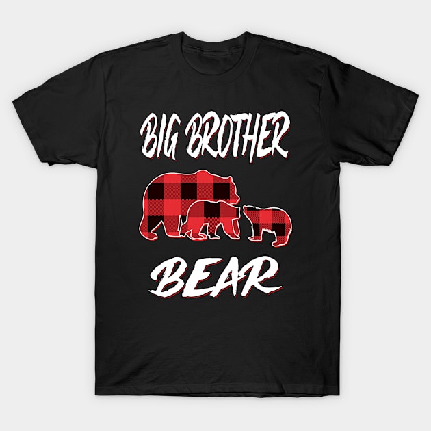 Big Brother Bear Red Plaid Christmas Pajama Matching Family Gift T-Shirt by intelus